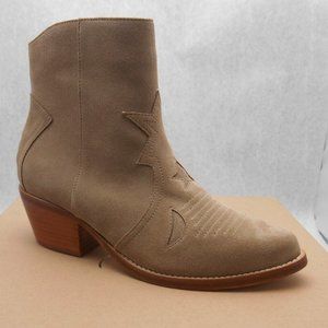 Joie Perpetua Tan Suede Western Style Ankle Boots Women's